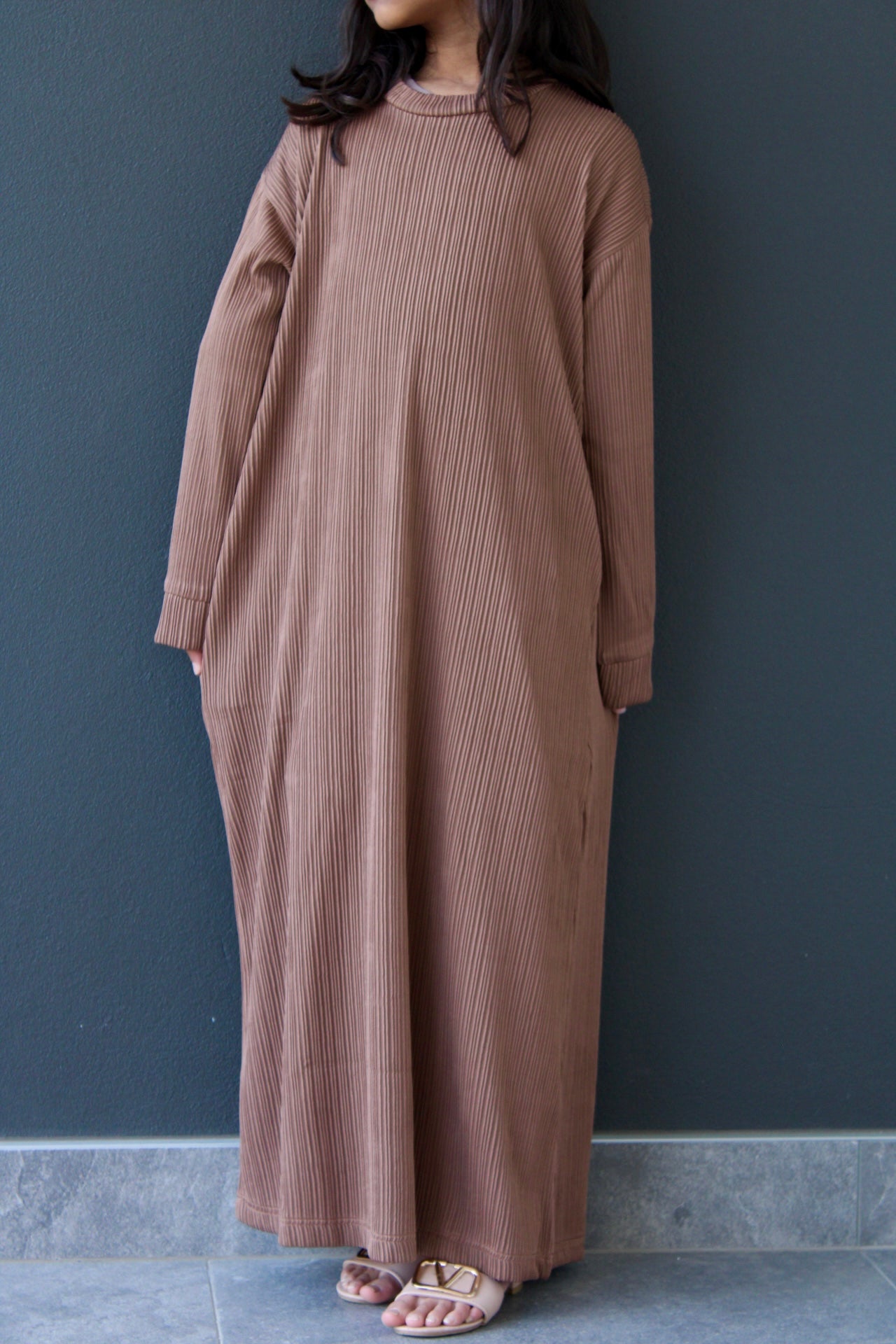 Sofia Staple Ribbed Maxi Girls Dress